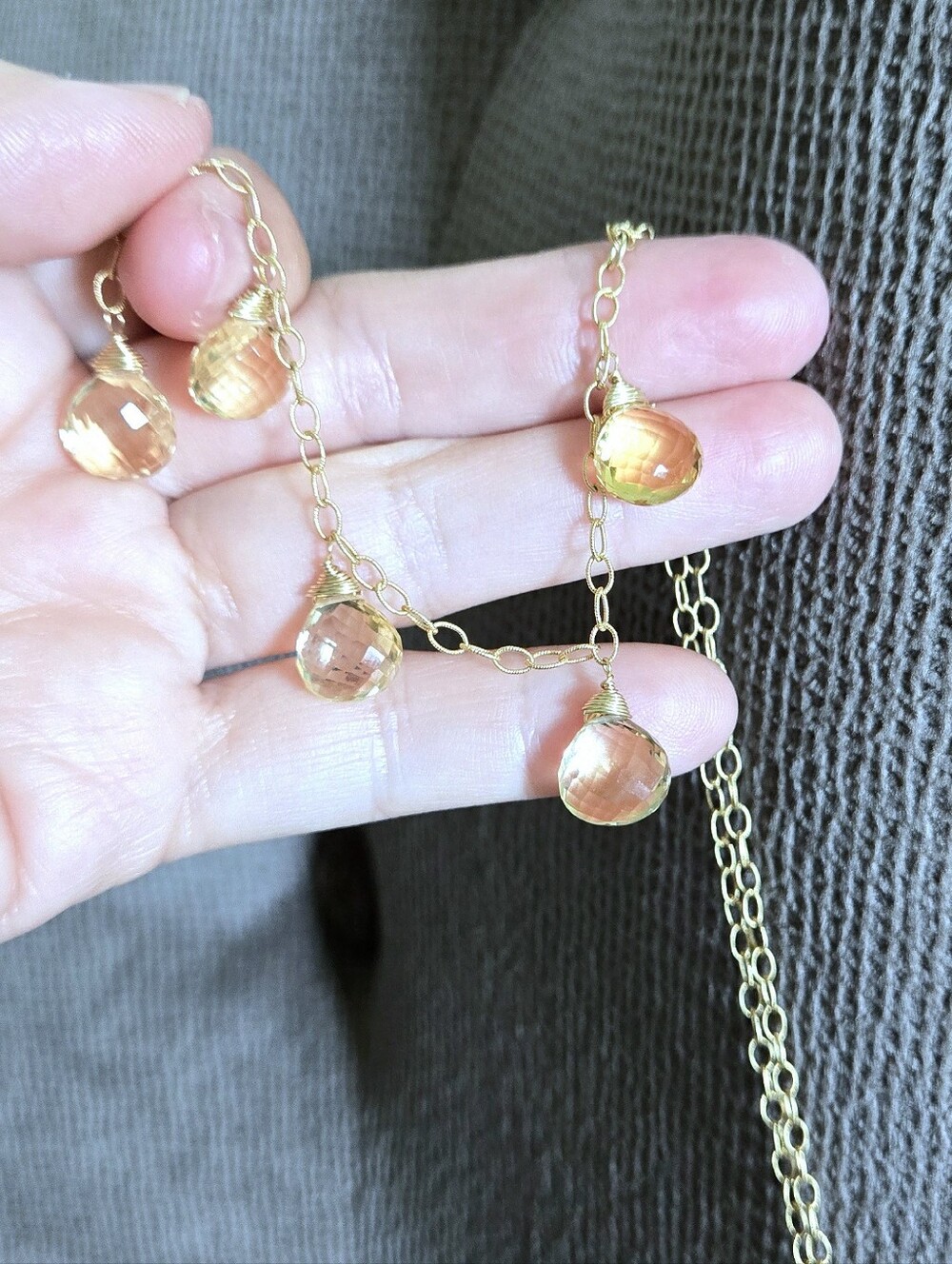 Gold💛 Necklace With Citrine🧡 Gemstones💎 - NWOT - Picture 8 of 16
